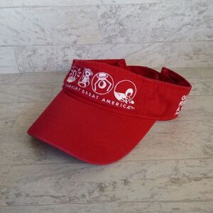 Vintage Paramount Great America Sun Visor Red Go Ride A Coaster Adult Hat Cap